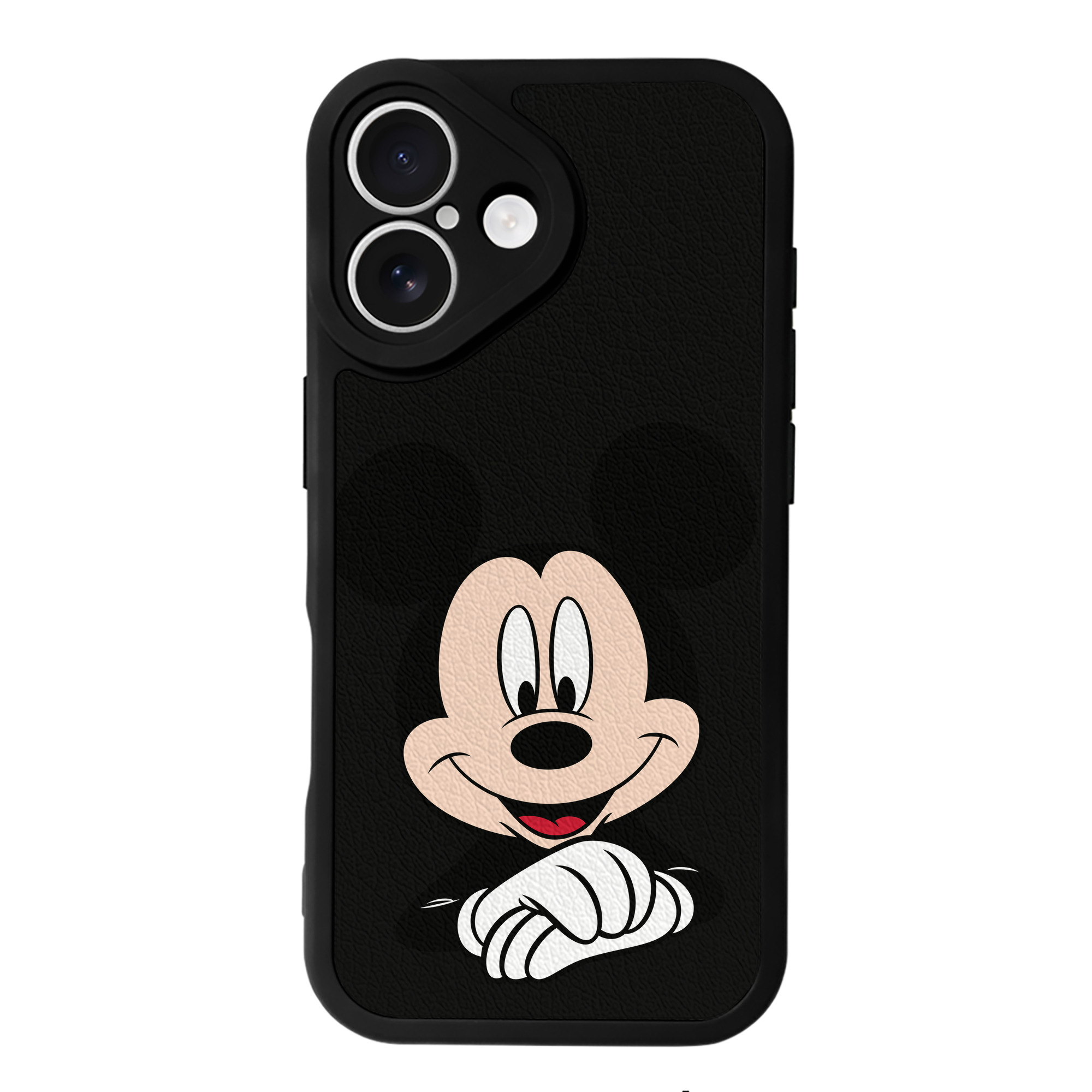 （画像用） ミッキーマウス Mickey Mouse 【iPhone 16シリーズ対応】シリコンスマホケース（レザー調） 材質：シリコン